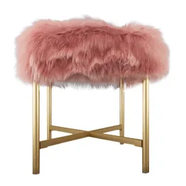 Homepop decorative faux fur square ottoman